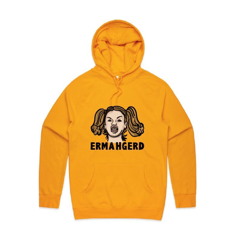 S / Gold / Large Front Print Ermahgerd! 🤓 - Unisex Hoodie
