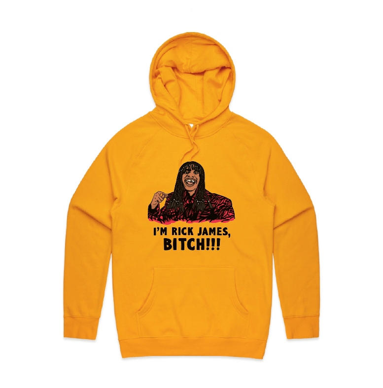 S / Gold / Large Front Print I'm Rick James ✋🏾 - Unisex Hoodie