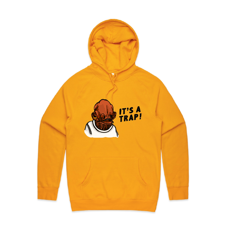 S / Gold / Large Front Print It's a Trap ❗ - Unisex Hoodie