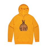 S / Gold / Large Front Print Jacked Kangaroo 🦘 - Unisex Hoodie