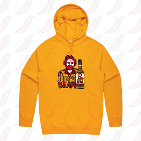 S / Gold / Large Front Print Jim’s Beam 🥃👍 – Unisex Hoodie