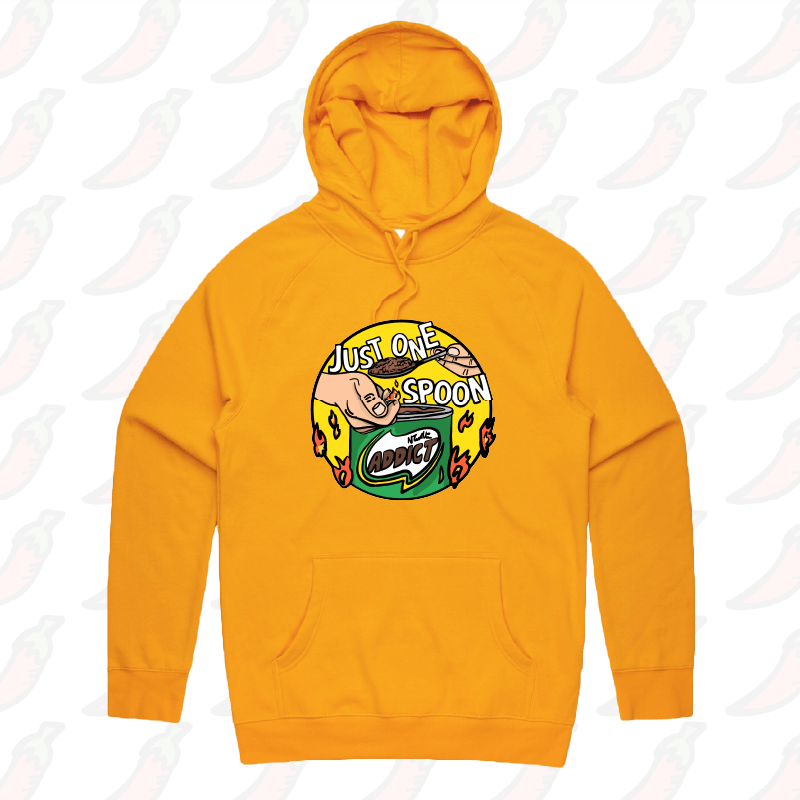 S / Gold / Large Front Print Just One Spoon 🥄 - Unisex Hoodie
