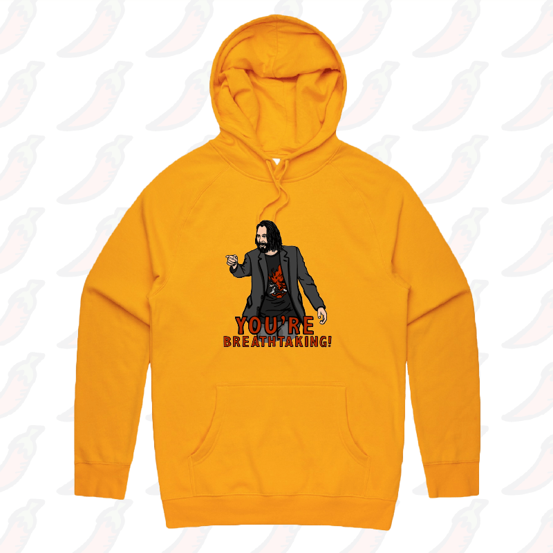 S / Gold / Large Front Print Keanu Breathtaking 👈 - Unisex Hoodie