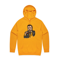 S / Gold / Large Front Print Laughing Leo 🍷 - Unisex Hoodie