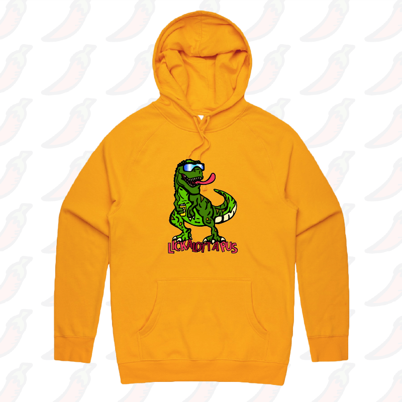 S / Gold / Large Front Print LICKALOTTAPUS 🦖👅- Unisex Hoodie