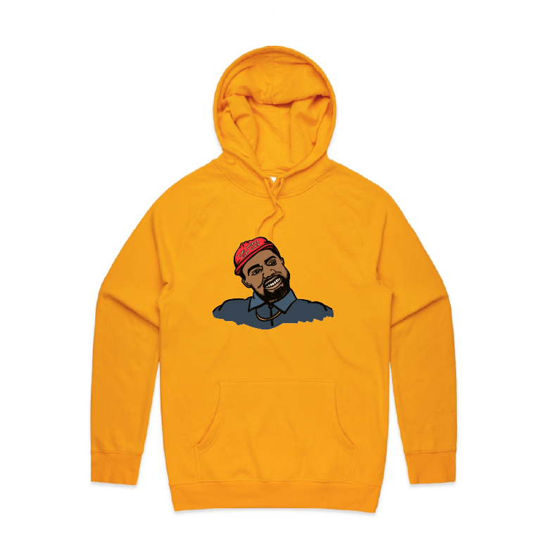 S / Gold / Large Front Print Make America Yeezy Again 🦅 - Unisex Hoodie