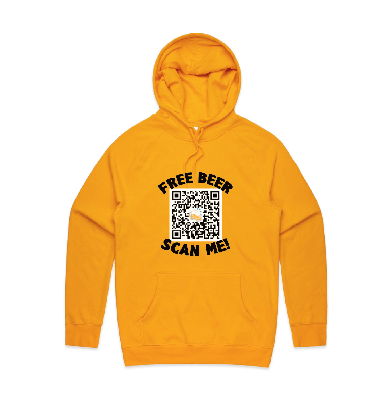 S / Gold / Large Front Print Rick Roll QR Prank 🎵  - Unisex Hoodie