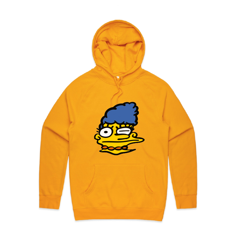 S / Gold / Large Front Print Smeared Marge 👕 - Unisex Hoodie