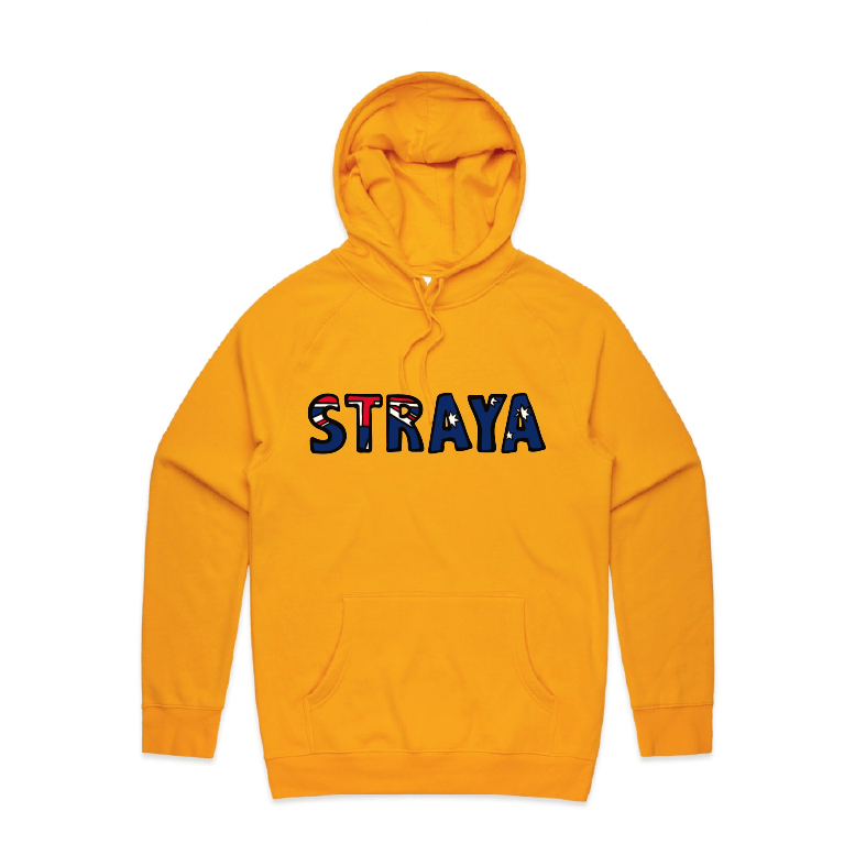 S / Gold / Large Front Print Straya 🐨 - Unisex Hoodie