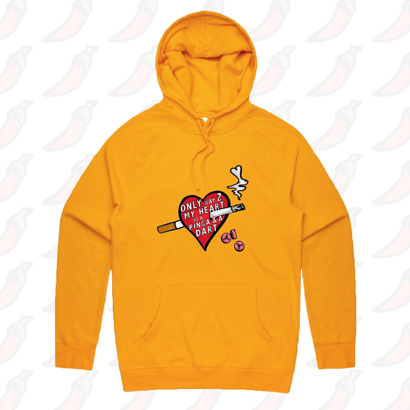 S / Gold / Large Front Print The Way To My Heart 💊🚬 - Unisex Hoodie