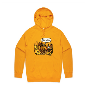 S / Gold / Large Front Print This Is Fine 🔥 - Unisex Hoodie