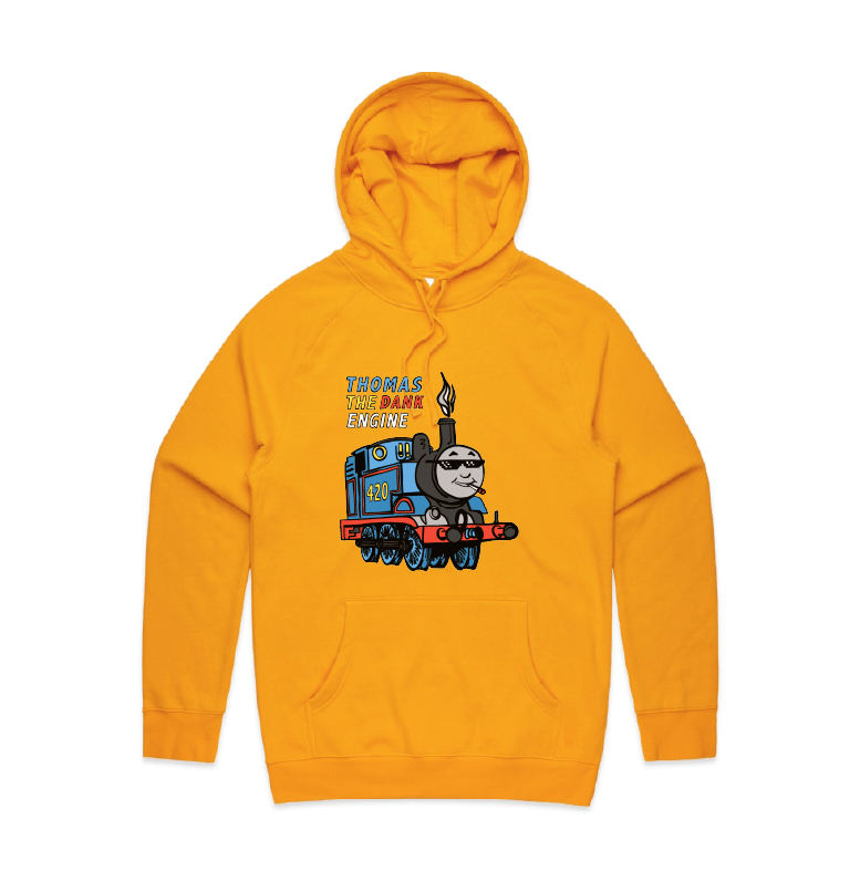S / Gold / Large Front Print Thomas The Dank Engine 🚂 - Unisex Hoodie