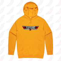 S / Gold / Large Front Print Top Dad 🕶️ - Unisex Hoodie