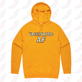 S / Gold / Large Front Print Vaccinated AF 💉 - Unisex Hoodie