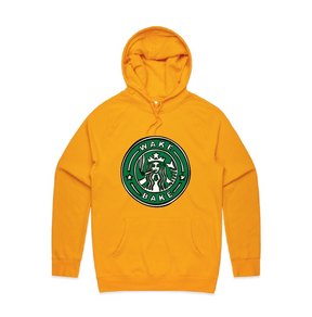 S / Gold / Large Front Print Wake & Bake 🚬 - Unisex Hoodie