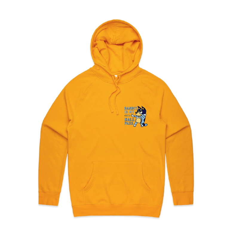 S / Gold / Small Front Design Bandit Hall Pass 🦴 - Unisex Hoodie