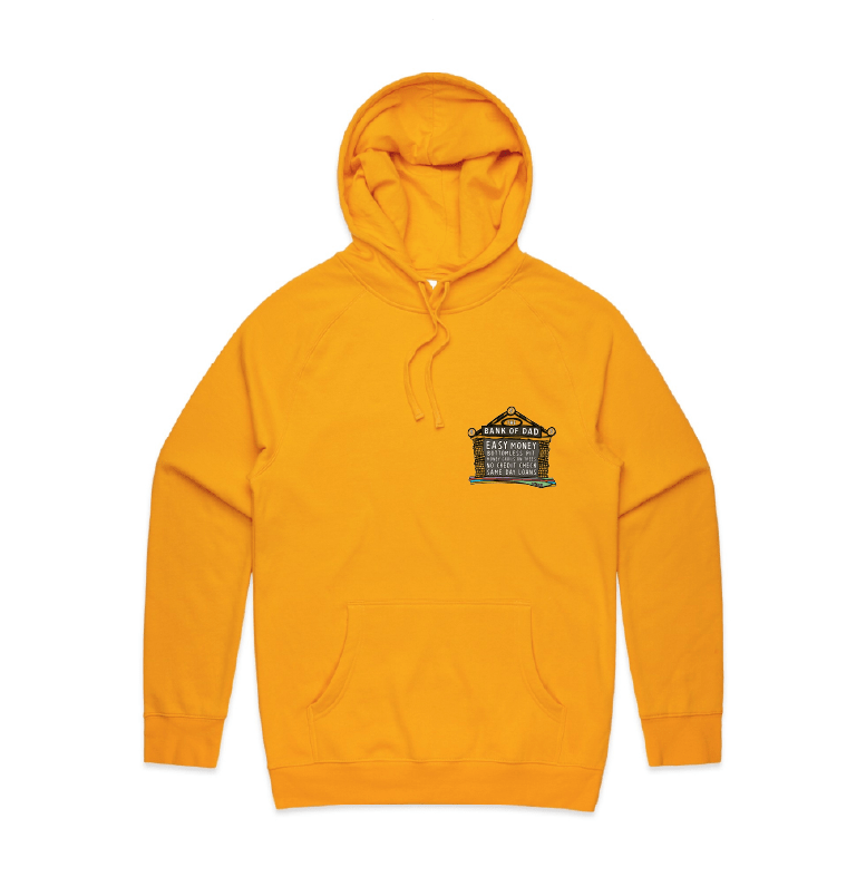 S / Gold / Small Front Design Bank of Dad 💰 - Unisex Hoodie