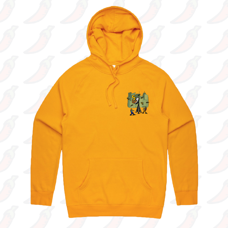 S / Gold / Small Front Print 5G Zombie 📡🧟‍♂️ - Unisex Hoodie