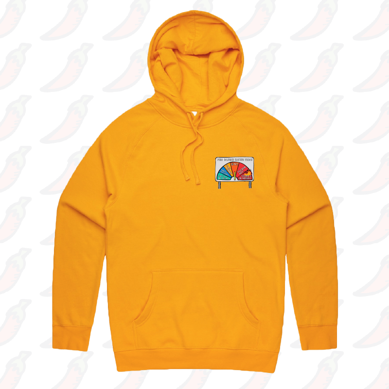 S / Gold / Small Front Print Aussie Fire Danger Rating 🚒 - Unisex Hoodie