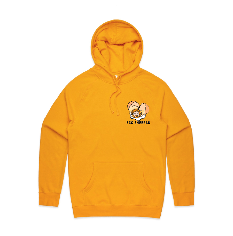 S / Gold / Small Front Print Egg Sheeran 🥚 - Unisex Hoodie