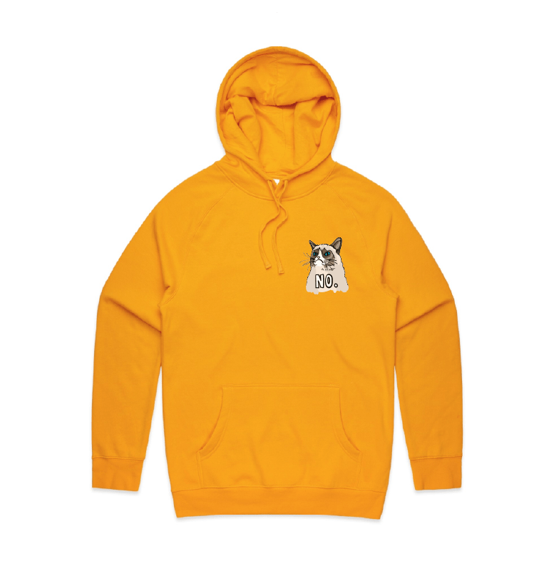 S / Gold / Small Front Print Grumpy Cat! 😾 - Unisex Hoodie