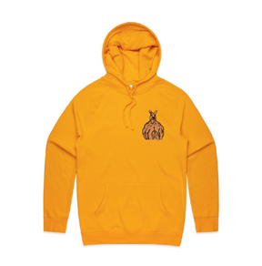 S / Gold / Small Front Print Jacked Kangaroo 🦘 - Unisex Hoodie