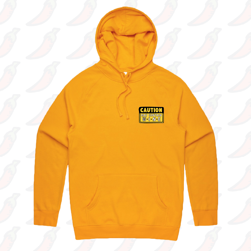 S / Gold / Small Front Print May Contain Wine 🍷 – Unisex Hoodie