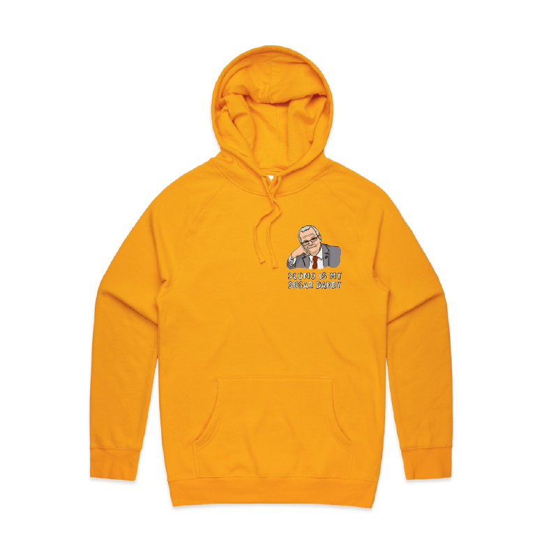 S / Gold / Small Front Print Scomo Sugar Daddy 💸 - Unisex Hoodie
