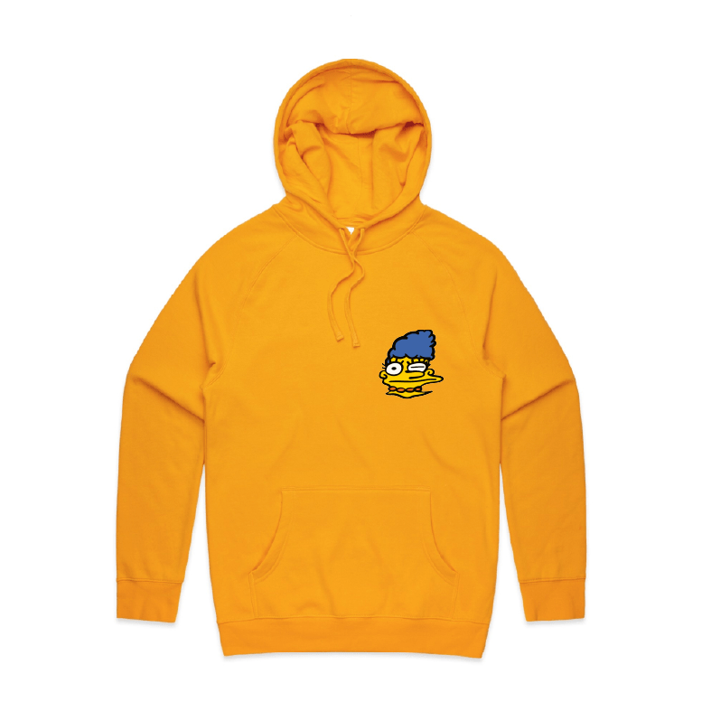 S / Gold / Small Front Print Smeared Marge 👕 - Unisex Hoodie
