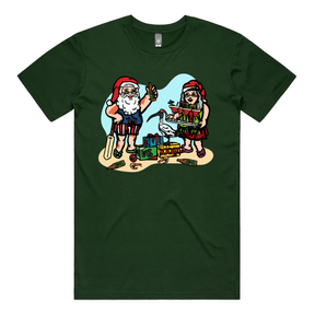 S / Green / Large Front Design Aussie Christmas 🍤🍺 - Men's T Shirt