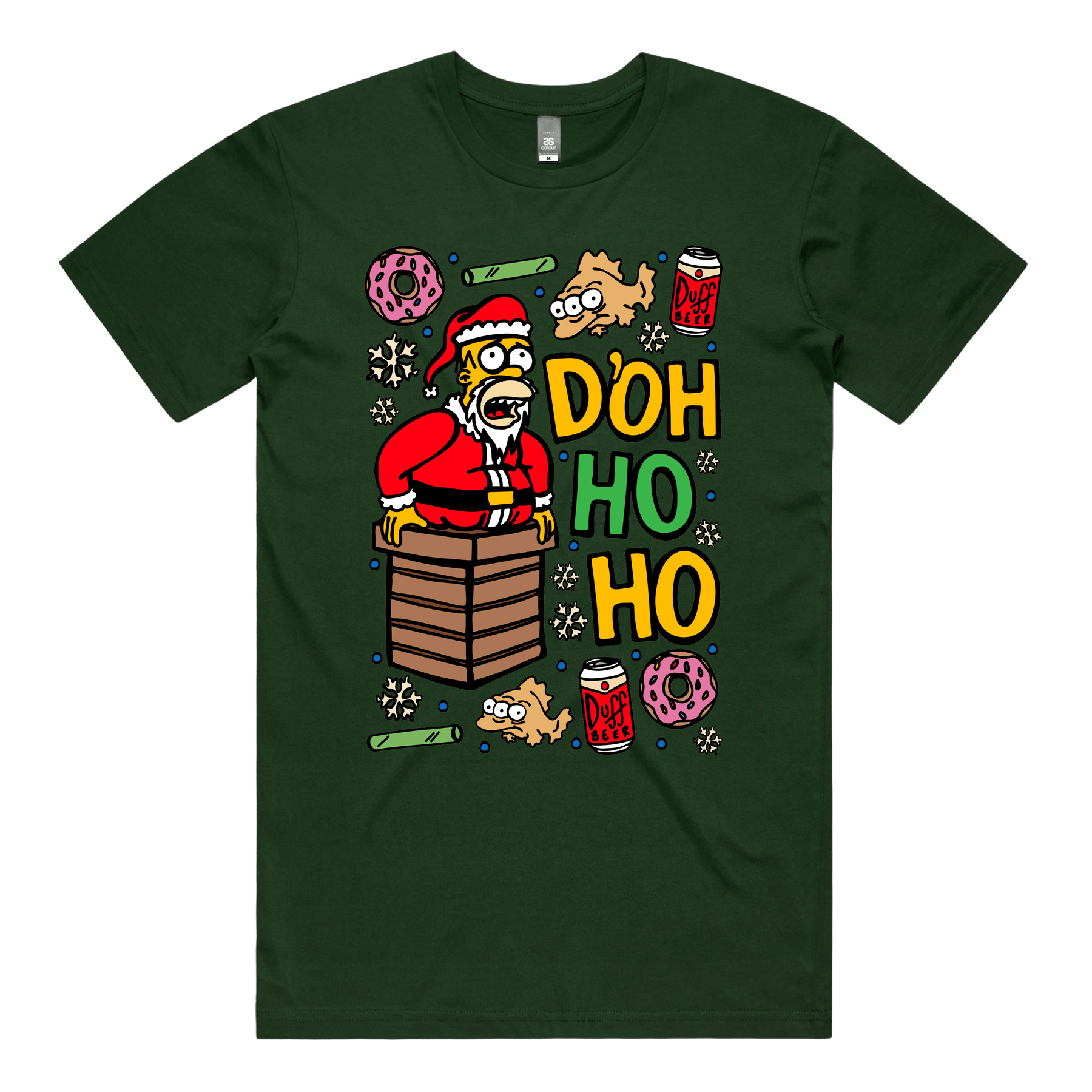 S / Green / Large Front Design Doh Ho Ho 🎅🍩 – Men's T Shirt