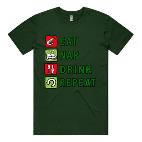 S / Green / Large Front Design Eat Nap Drink Repeat 🦐💤 - Men's T Shirt