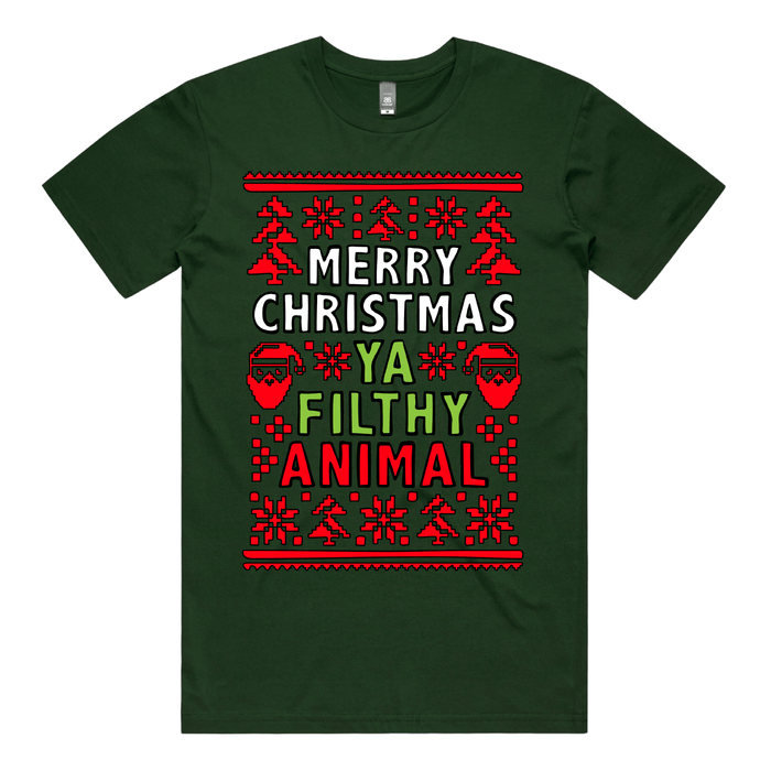 S / Green / Large Front Design Filthy Animal Christmas 🎅 – Men's T Shirt