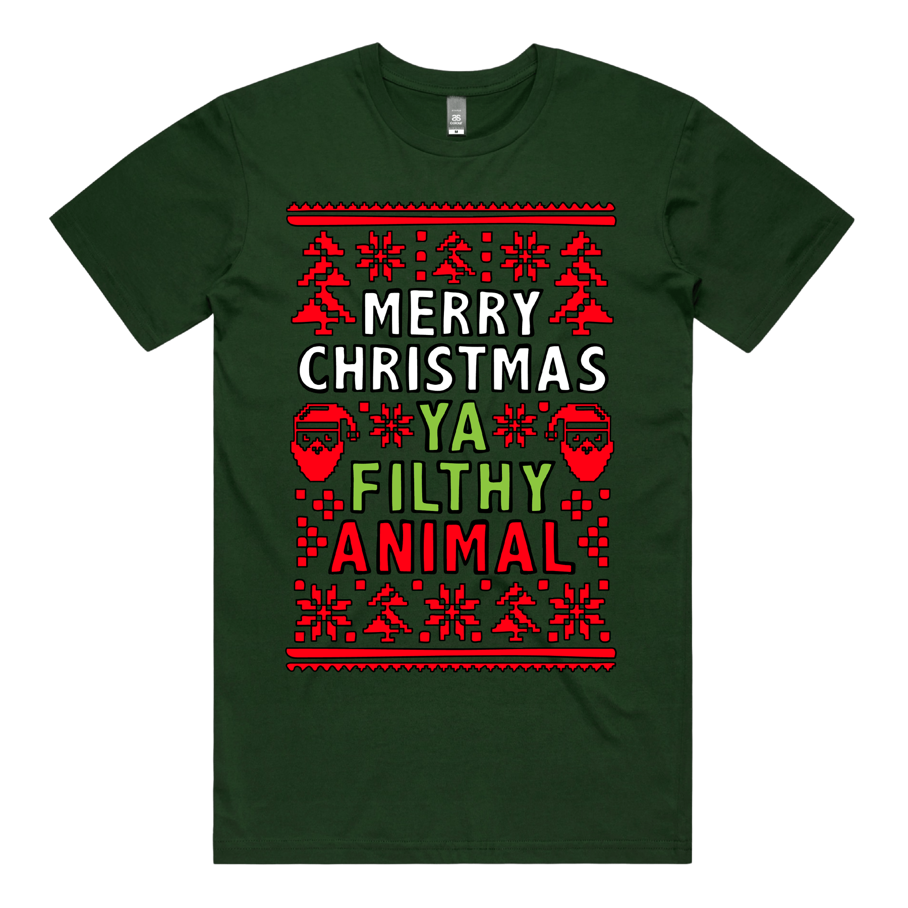 S / Green / Large Front Design Filthy Animal Christmas 🎅 – Men's T Shirt