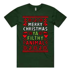 S / Green / Large Front Design Filthy Animal Christmas 🎅 – Men's T Shirt