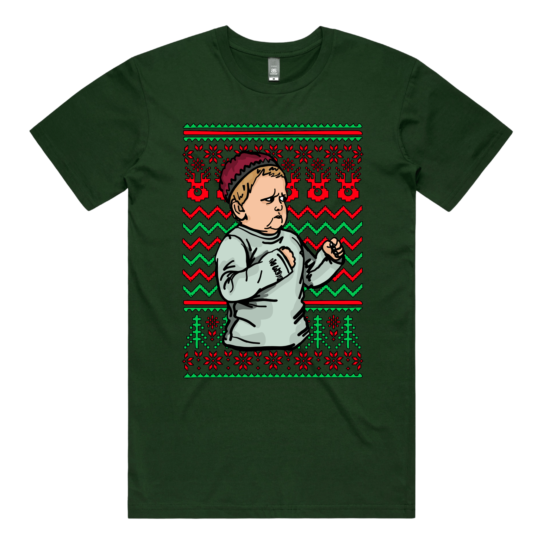 S / Green / Large Front Design Hasbulla Christmas 🥊🎄 – Men's T Shirt