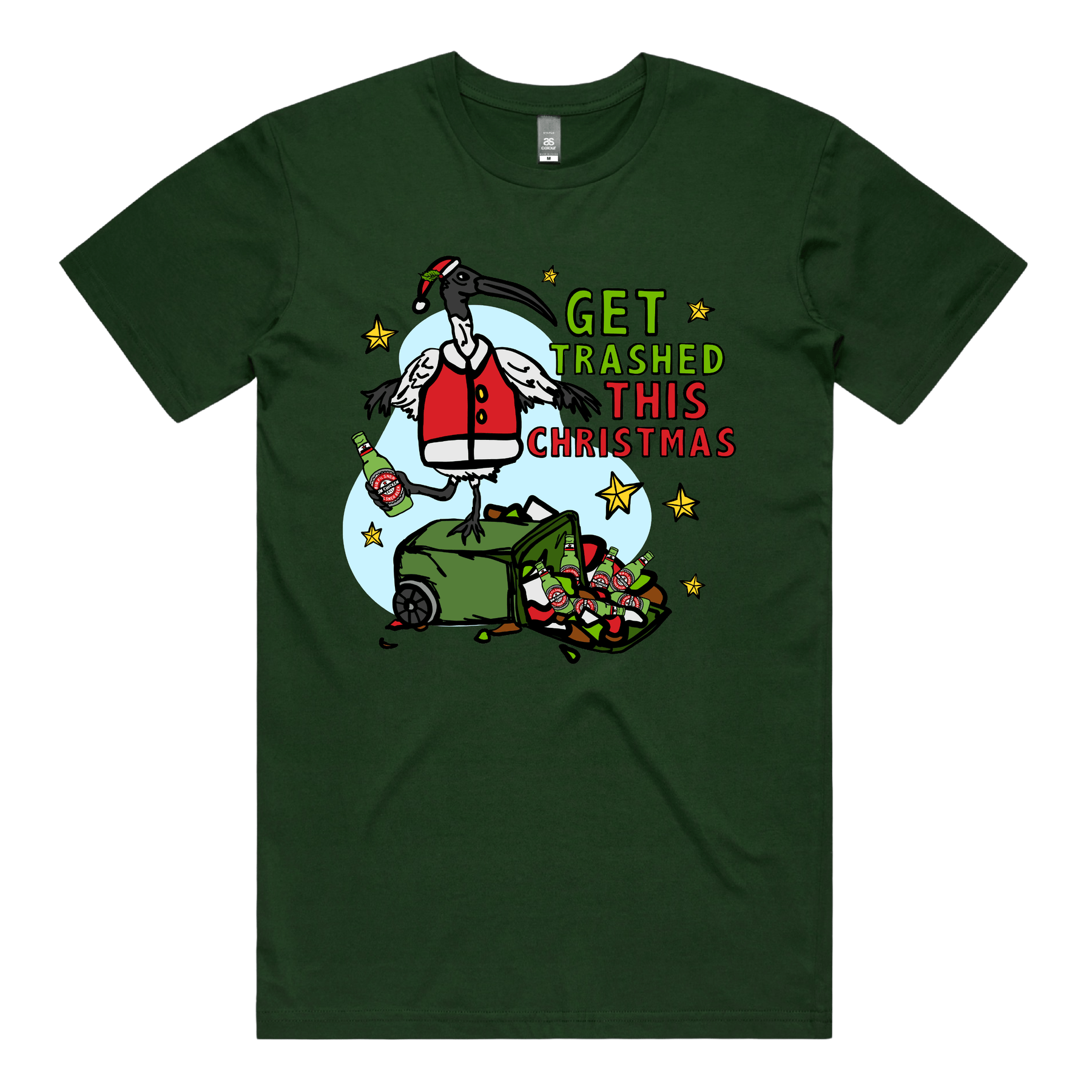 S / Green / Large Front Design Ibis Christmas 🗑️🎄- Men's T Shirt