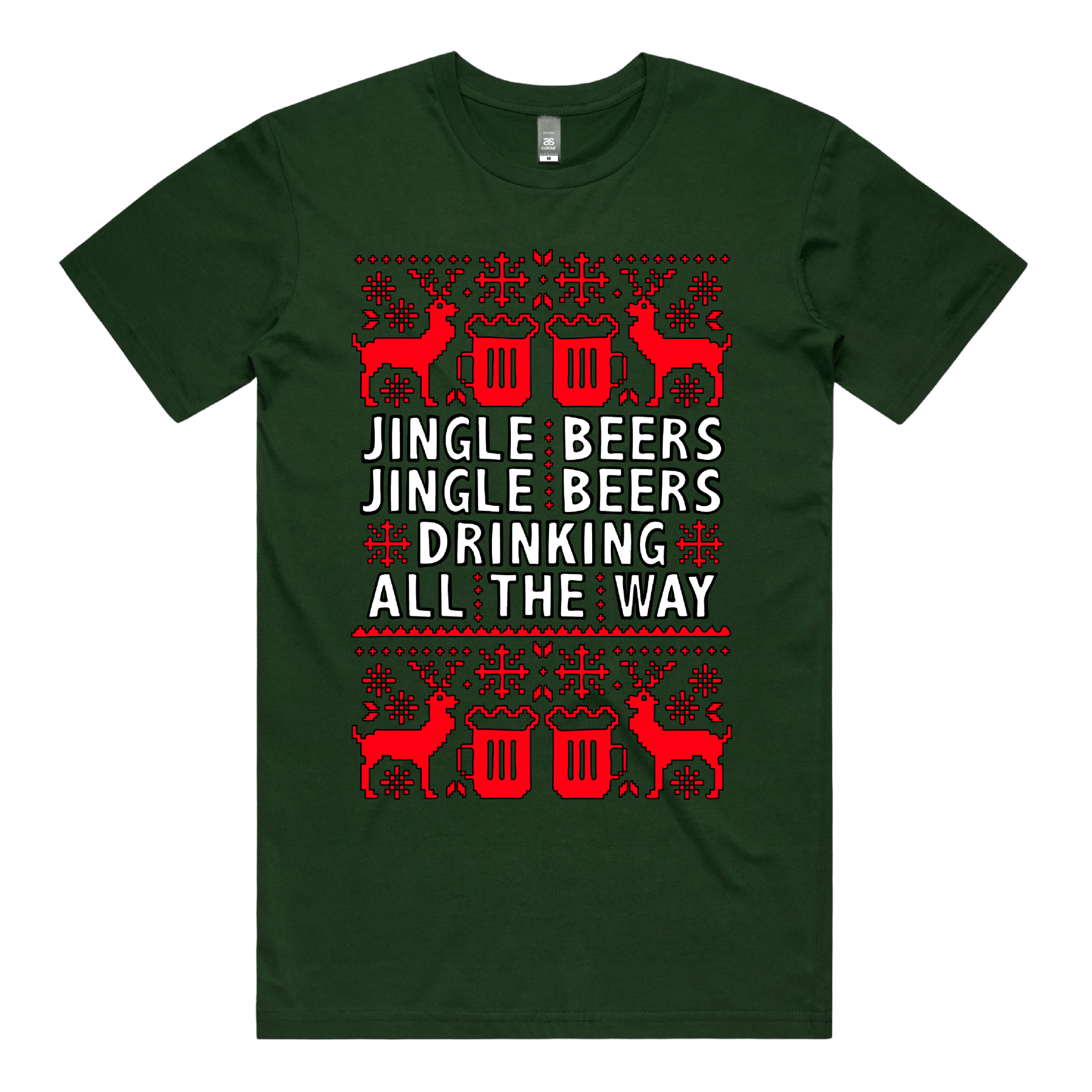 S / Green / Large Front Design Jingle Beers 🔔🍻 – Men's T Shirt