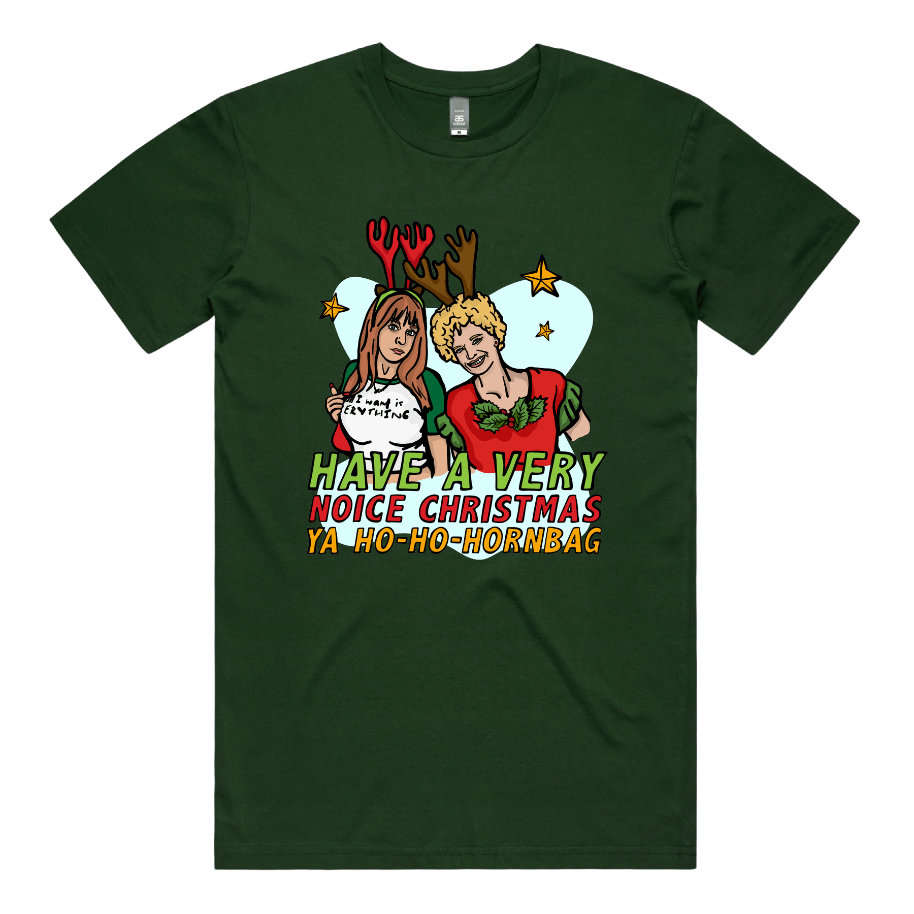 S / Green / Large Front Design Kath & Kim Christmas 😈🎄 - Men's T Shirt
