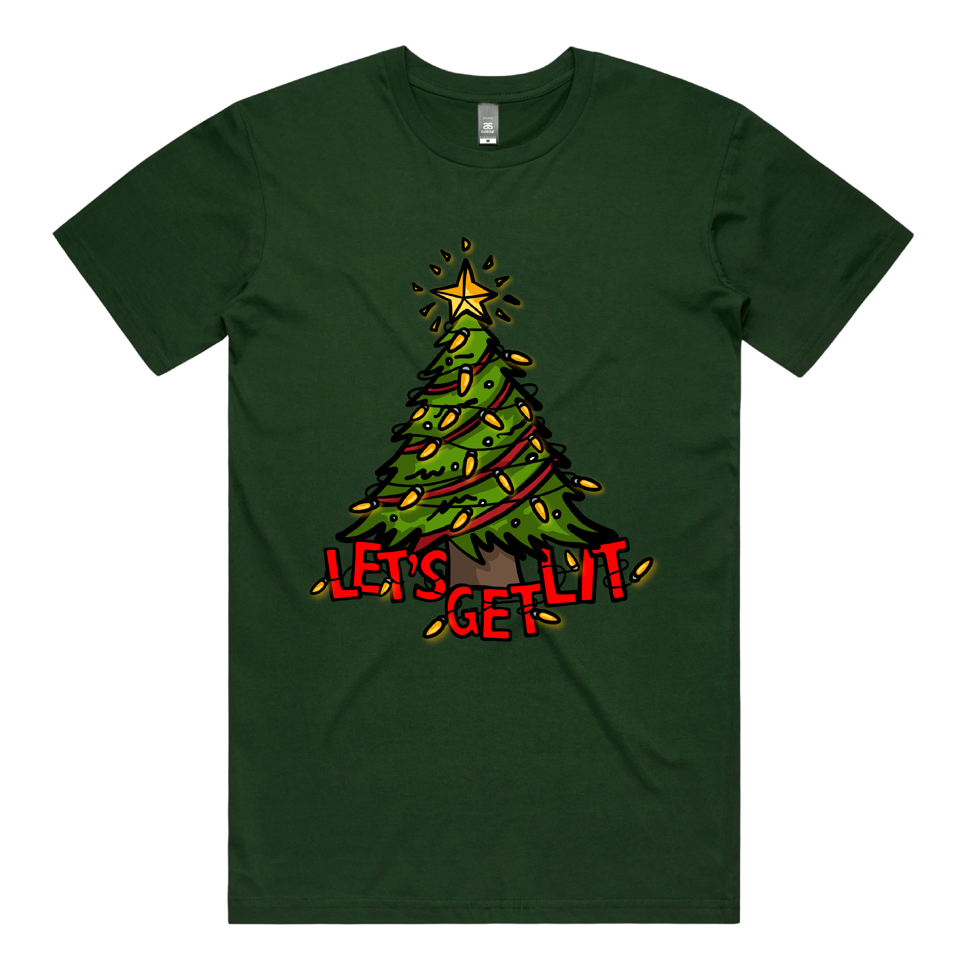 S / Green / Large Front Design Let’s Get Lit 🎄💡 –  Men's T Shirt