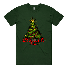 S / Green / Large Front Design Let’s Get Lit 🎄💡 –  Men's T Shirt