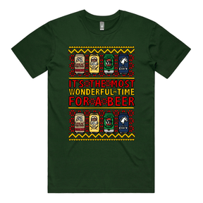 S / Green / Large Front Design Most Wonderful Time For A Beer 🎁🍻 – Men's T Shirt