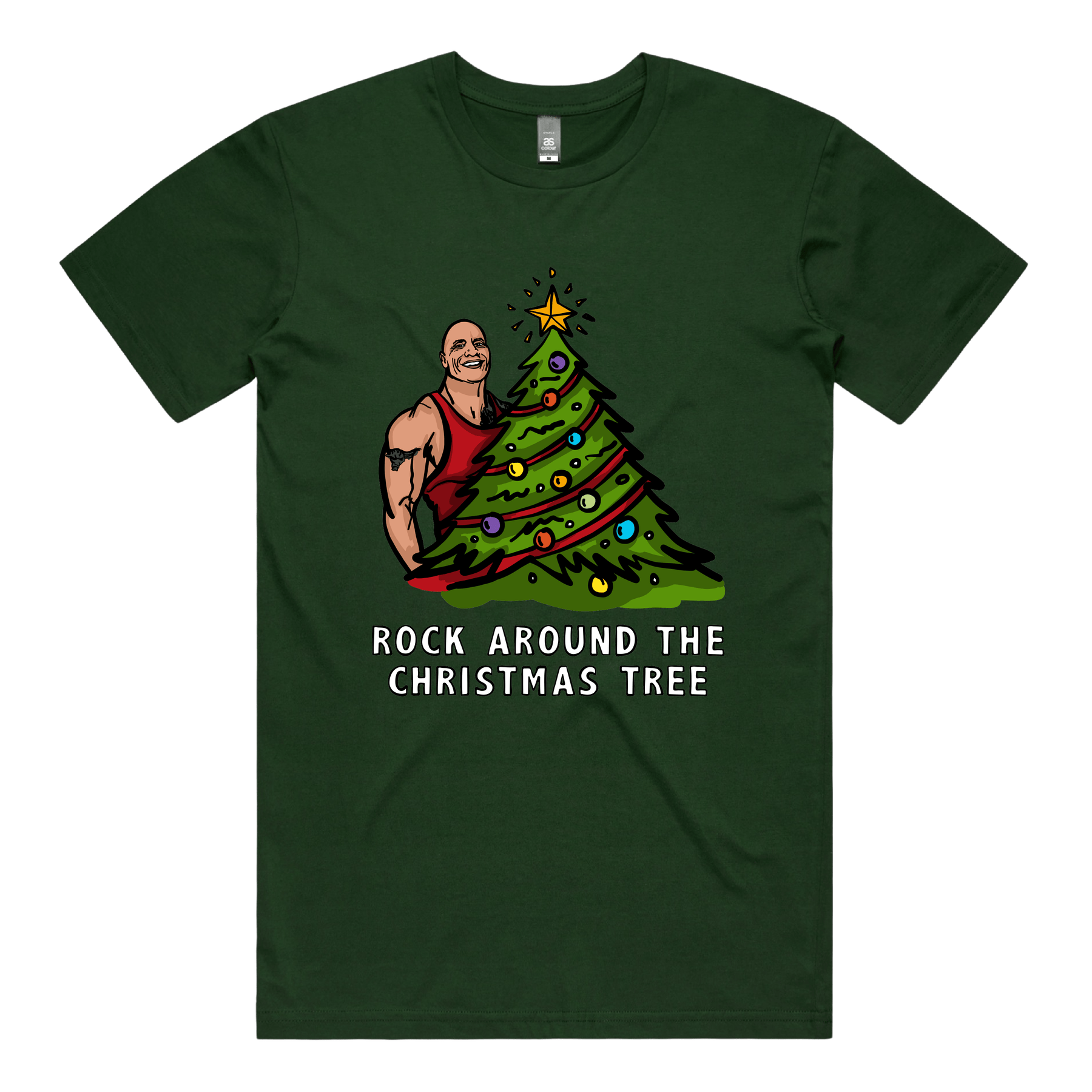 S / Green / Large Front Design Rock Around The Christmas Tree 🎄 - Men's T Shirt
