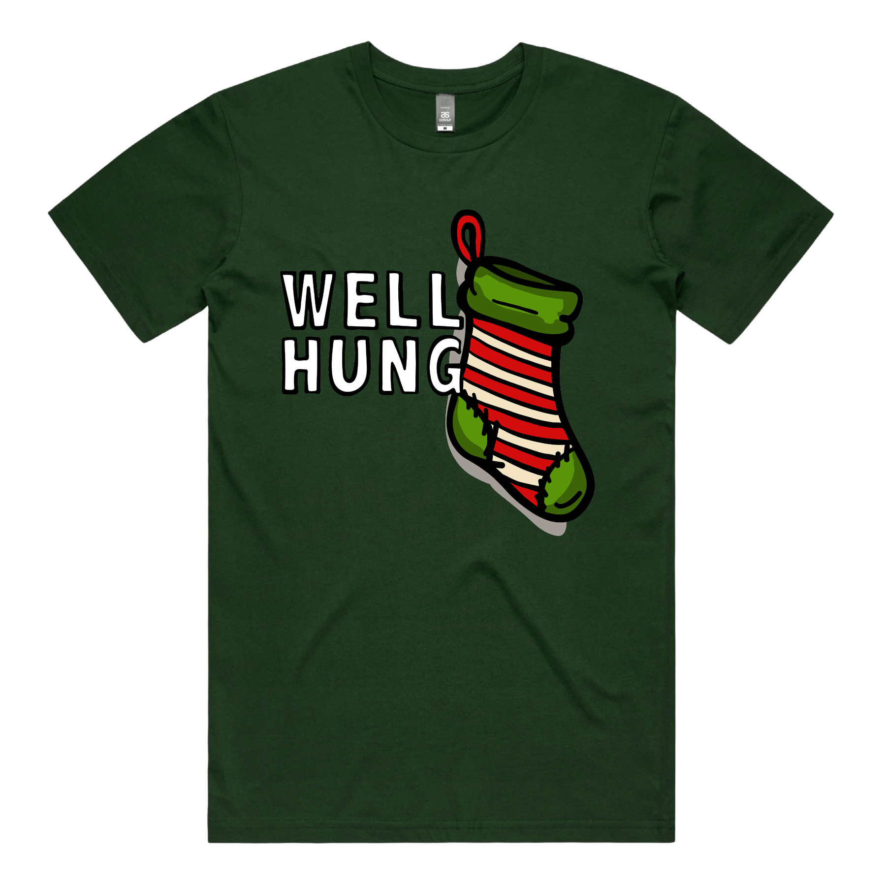 S / Green / Large Front Design Well Hung 🧦🎄- Men's T Shirt