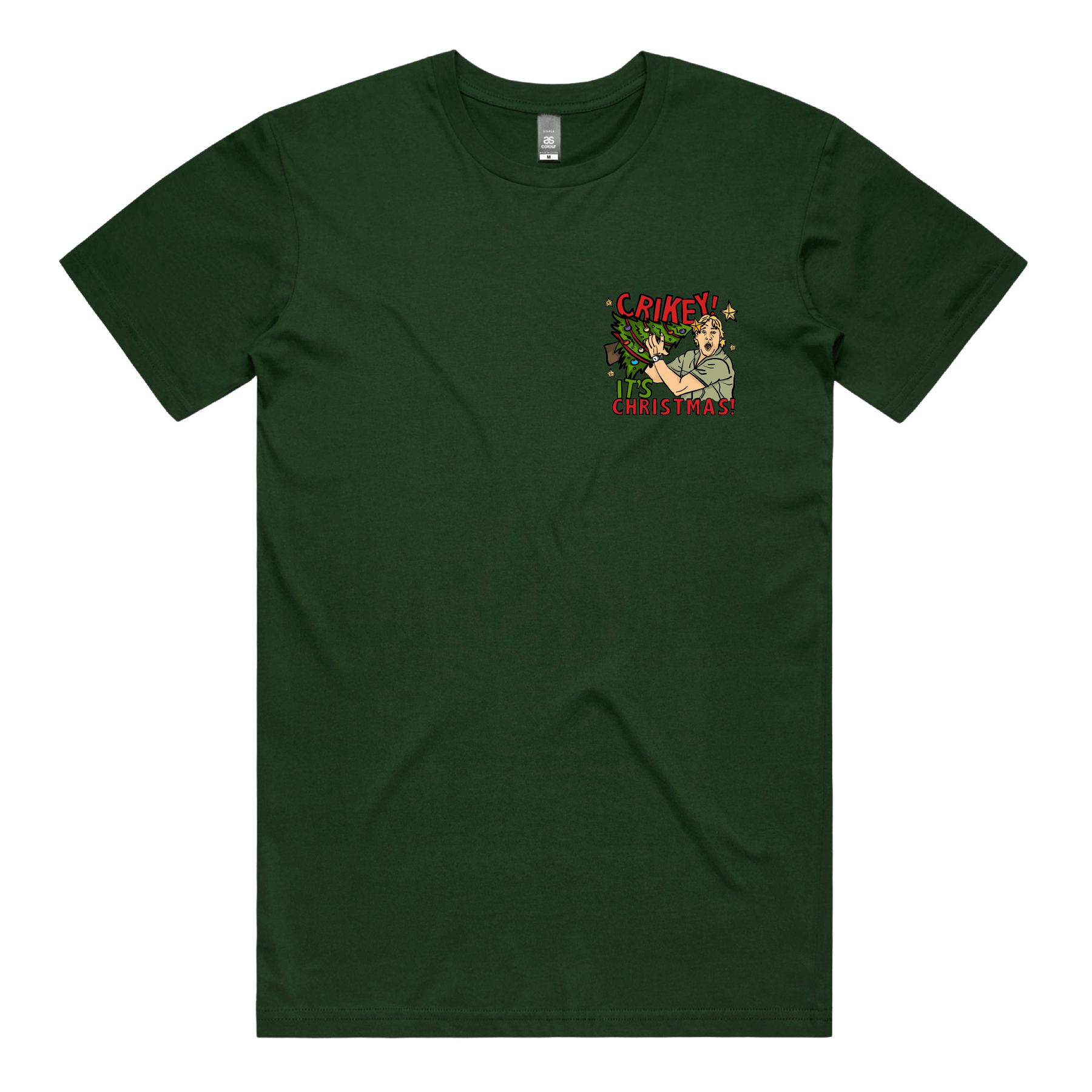 S / Green / Small Front Design Crikey It’s Christmas 🐊🎄 - Men's T Shirt