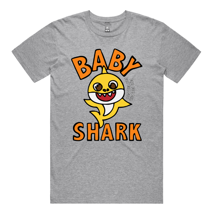 S / Grey / Large Front Design Baby Shark 🦈 - Men's T Shirt