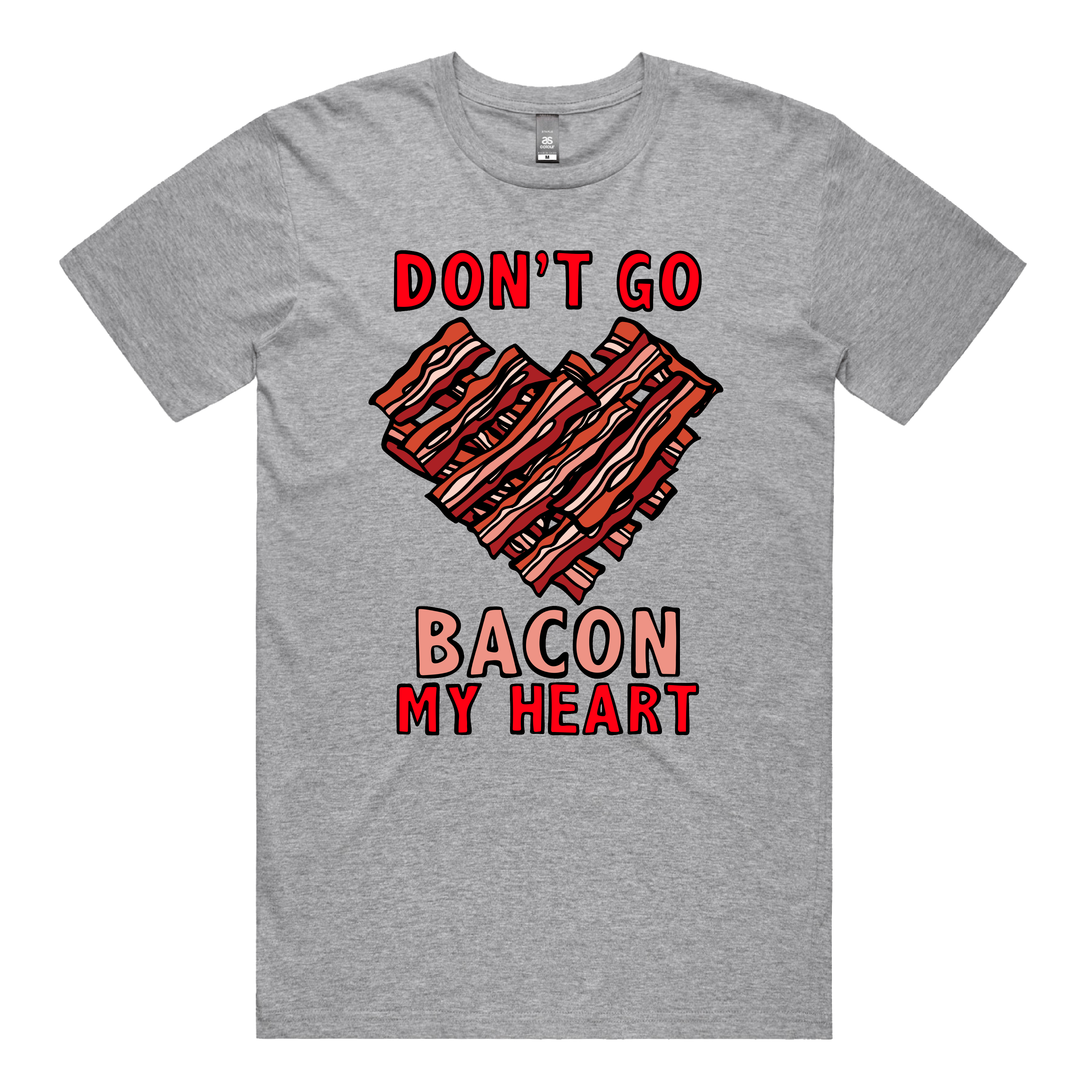 S / Grey / Large Front Design Bacon My Heart 🥓❤️- Men's T Shirt