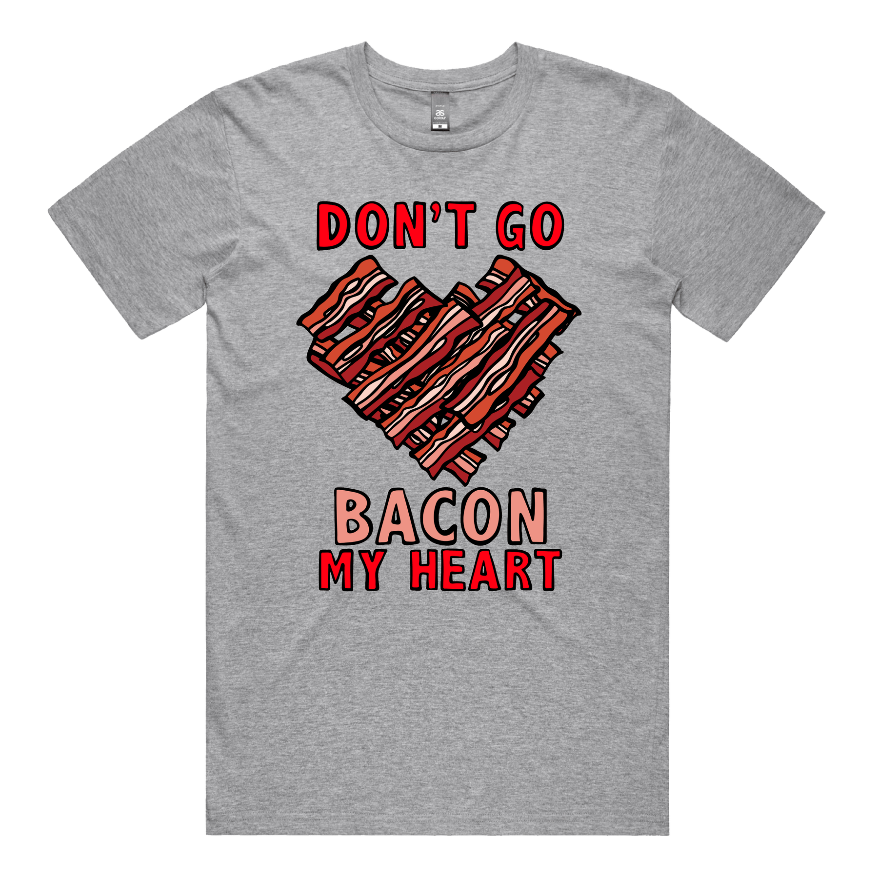 S / Grey / Large Front Design Bacon My Heart 🥓❤️- Men's T Shirt