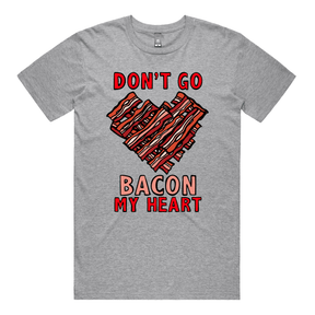 S / Grey / Large Front Design Bacon My Heart 🥓❤️- Men's T Shirt