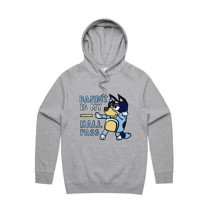 S / Grey / Large Front Design Bandit Hall Pass 🦴 - Unisex Hoodie